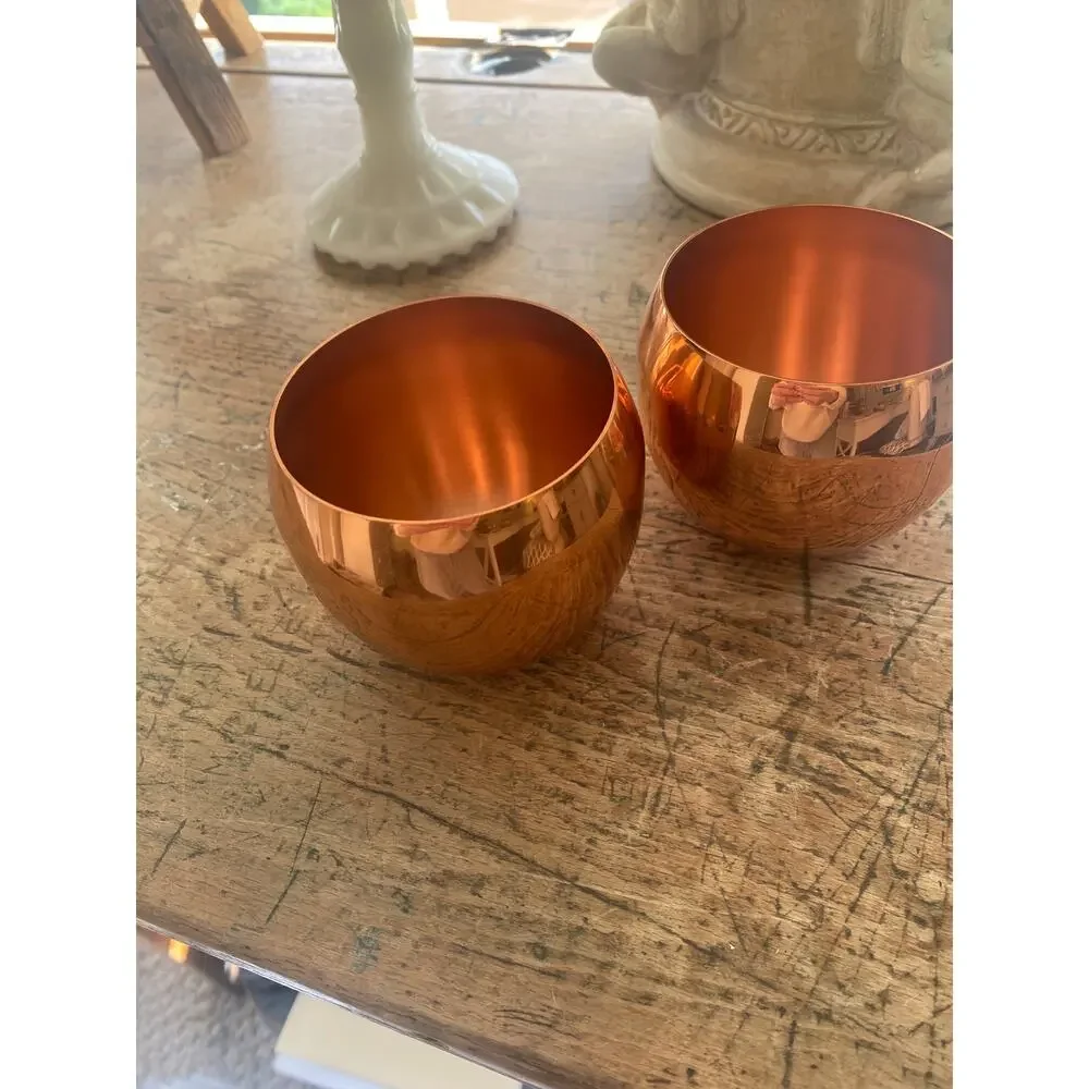 Vintage Coppercraft Guild Cipper Whiskey Handle Less Mug set of 2